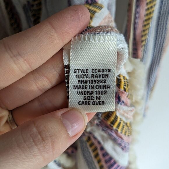 Surf Gypsy Striped Lace Up Front Boho Beachy Tassel Romper NWT Women's Size M - Picture 9 of 9